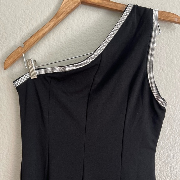 Glamorous Muse Black Rhinestone One-Shoulder Maxi Dress - Picture 5 of 8